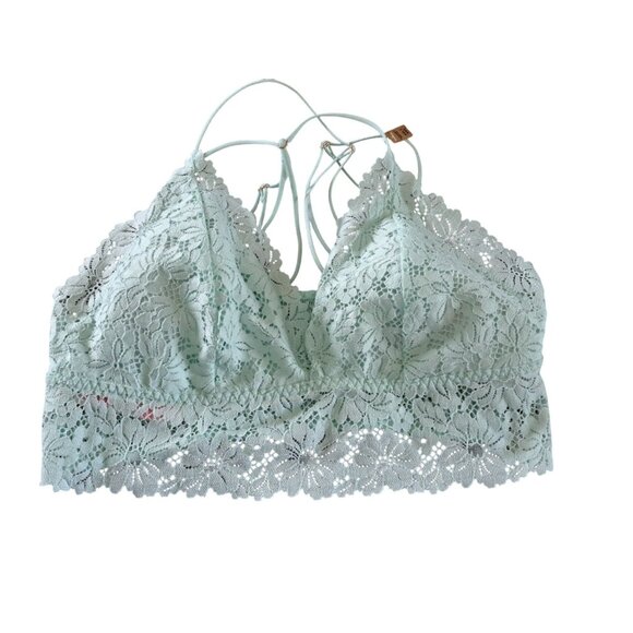 New Pink Mint Lace Bralette XXL Removable Padding Strappy Back Tags Lingerie - Picture 2 of 8
